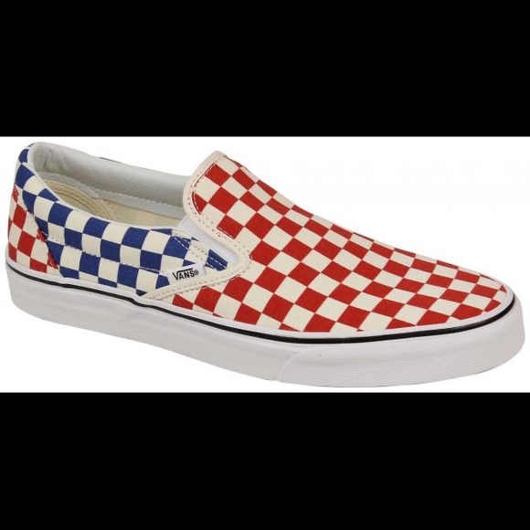 vans checkerboard blue red